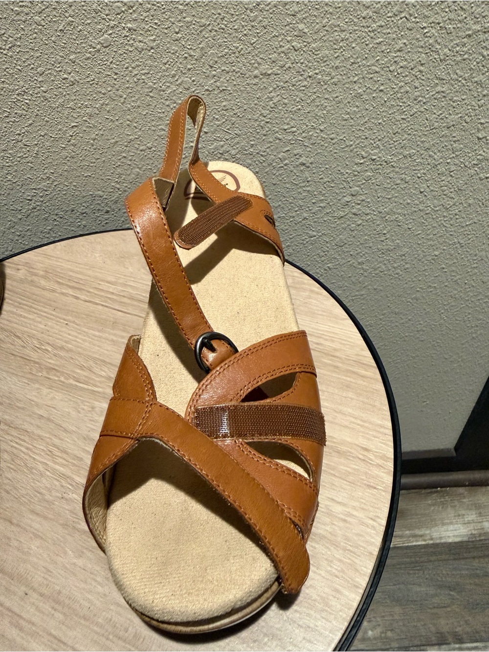 Dansko Season Camel Tan Leather Sandal Size 41 US 10.5-11 Hook & Loop Strap - Picture 7 of 11